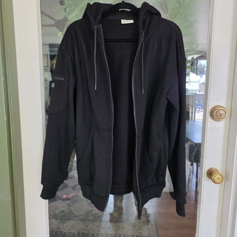 Comfrt Hoodie Size S Black Zip Up Sweatshirt Pocket